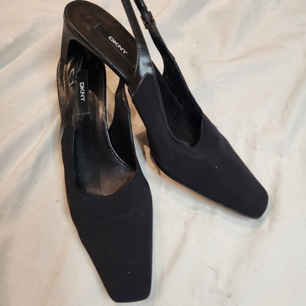 DKNY | Black Slingback Square Toe Low Heels